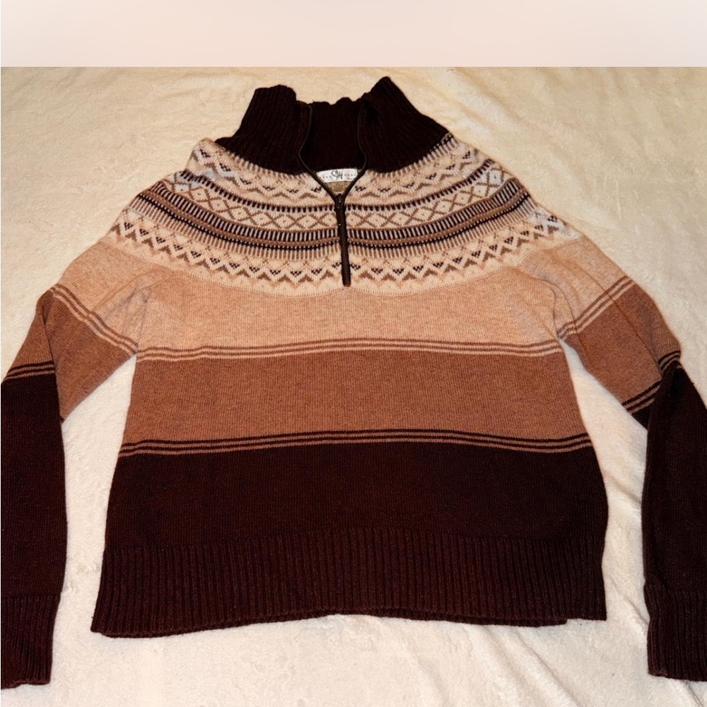 Brown and Tan Women's Sweater